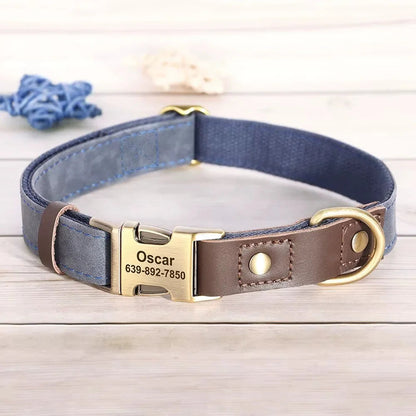Custom Engraved Leather Dog Collar - SHIMIS