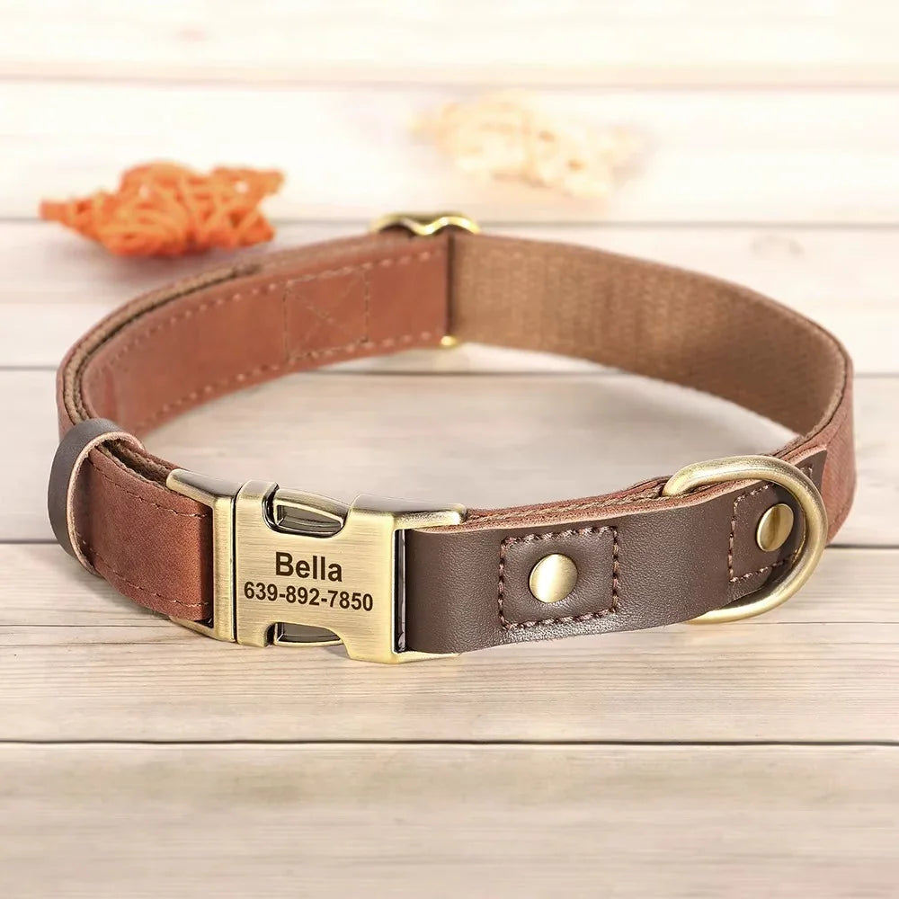 Custom Engraved Leather Dog Collar - SHIMIS