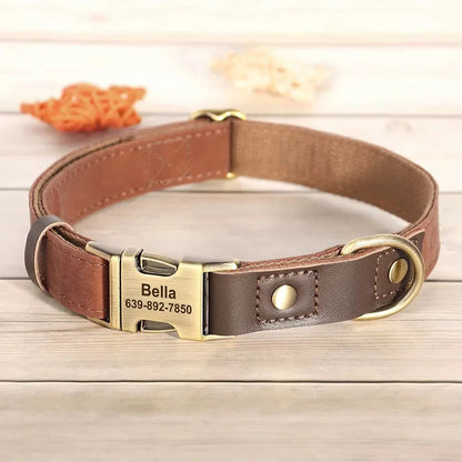 Custom Engraved Leather Dog Collar - SHIMIS