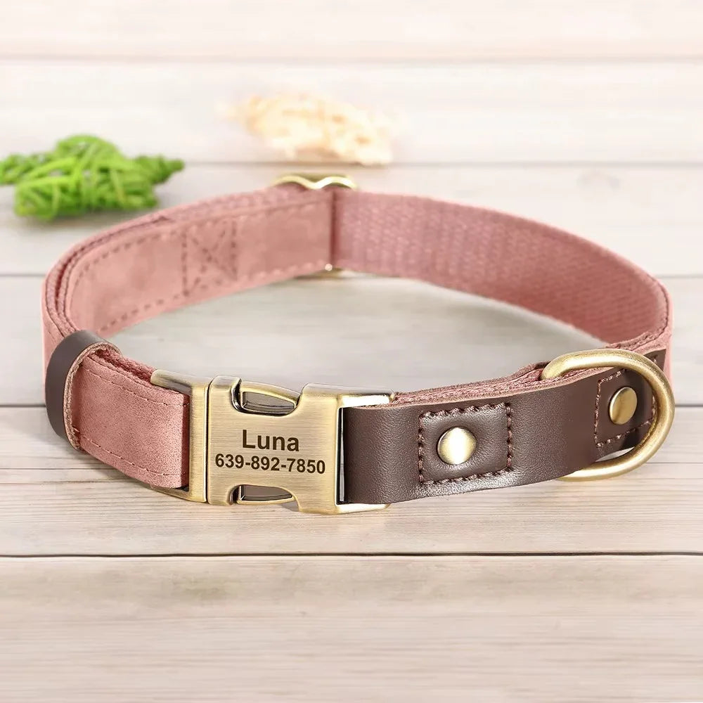 Custom Engraved Leather Dog Collar - SHIMIS