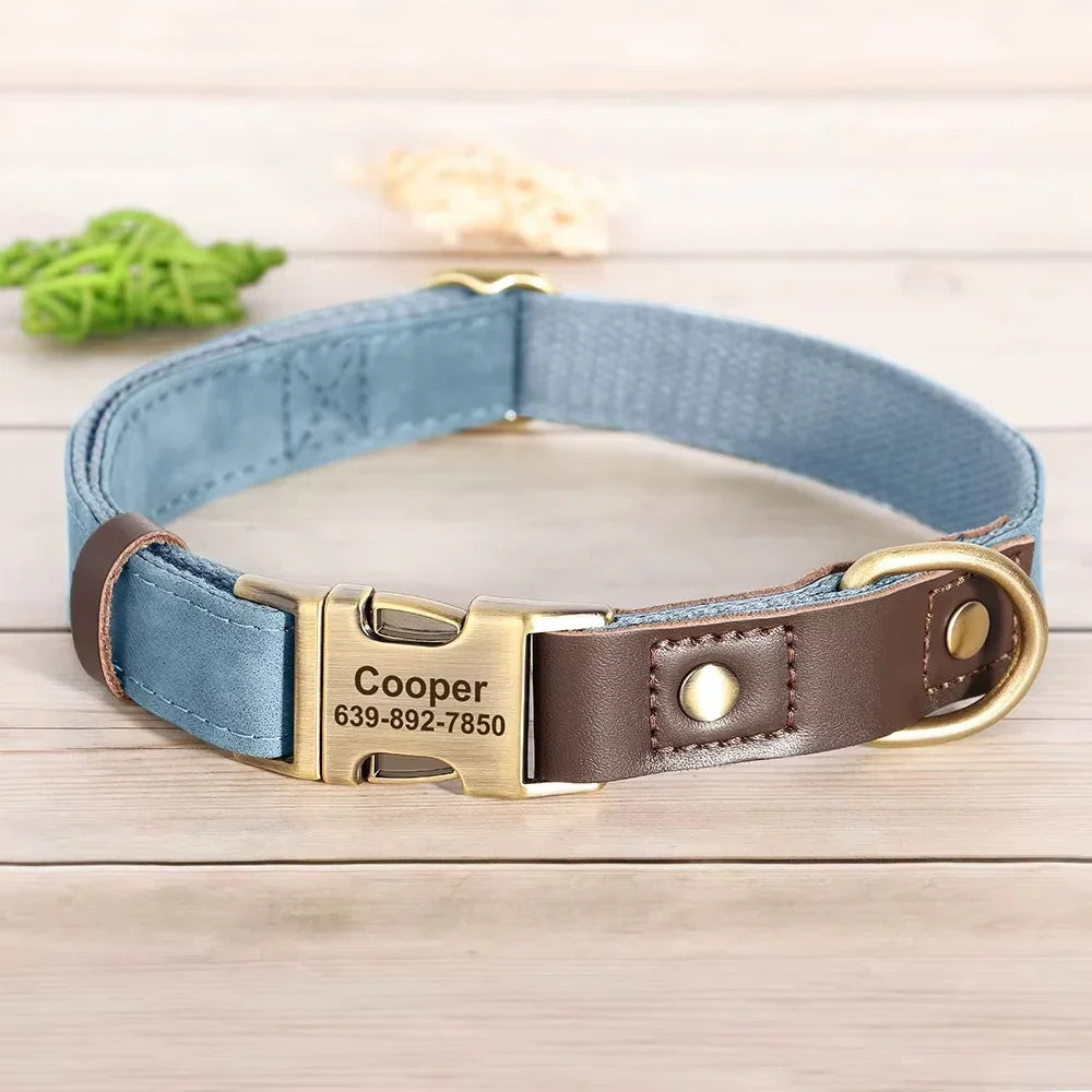 Custom Engraved Leather Dog Collar - SHIMIS