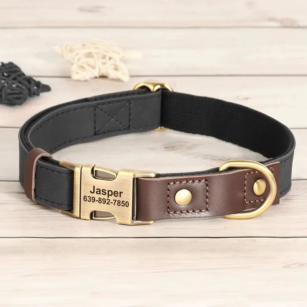 Custom Engraved Leather Dog Collar - SHIMIS