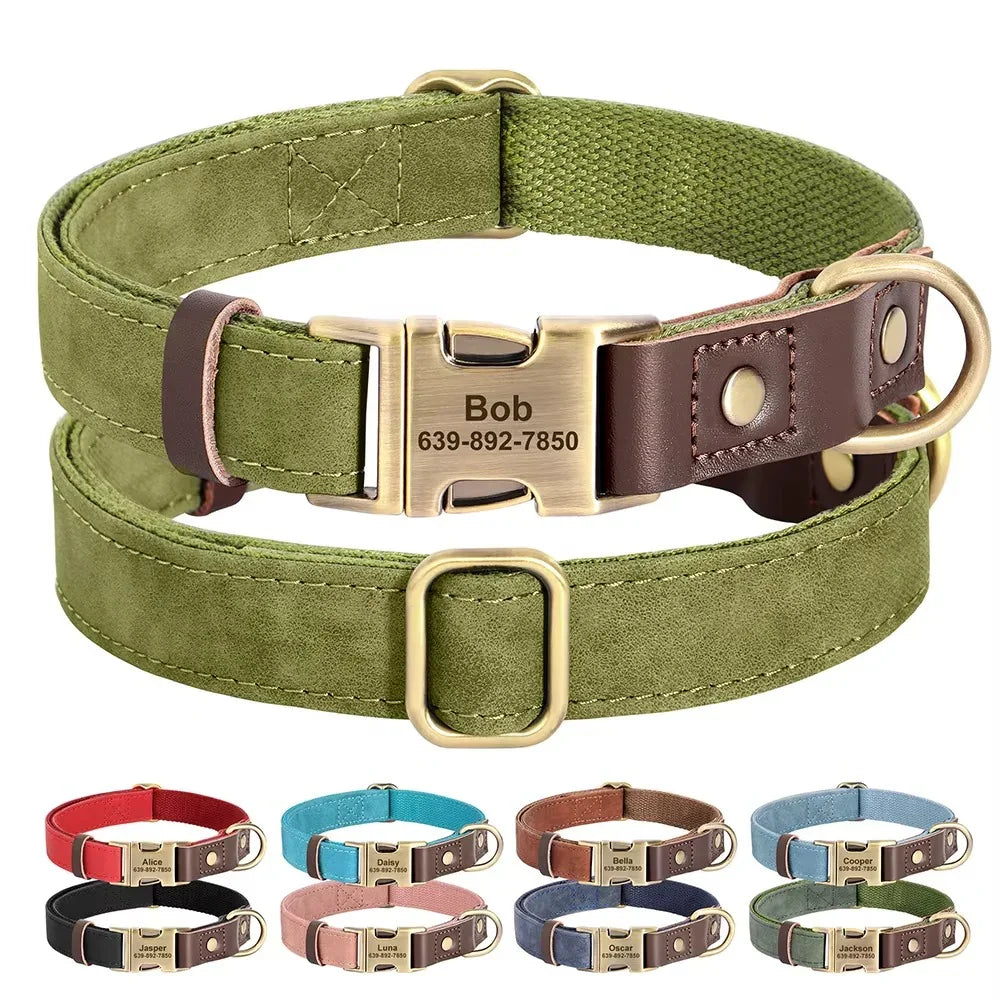 Custom Engraved Leather Dog Collar - SHIMIS