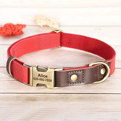 Custom Engraved Leather Dog Collar - SHIMIS